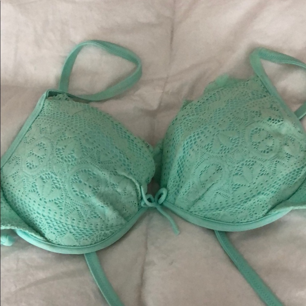 Padded lacy string bikini top